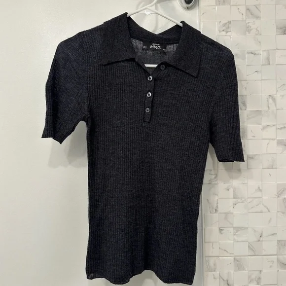 Mango SELECTION WOOL Button Up Polo Size XS - Picture 3 of 7